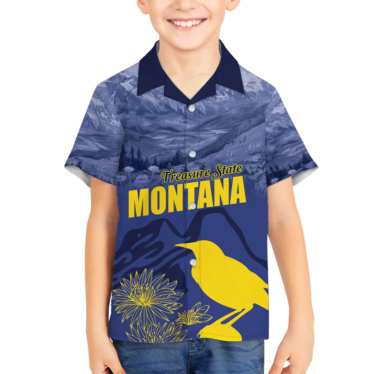 National Montana Day 2024 Family Matching Off The Shoulder Long Sleeve Dress and Hawaiian Shirt The Treasure State - Wonder Print Shop