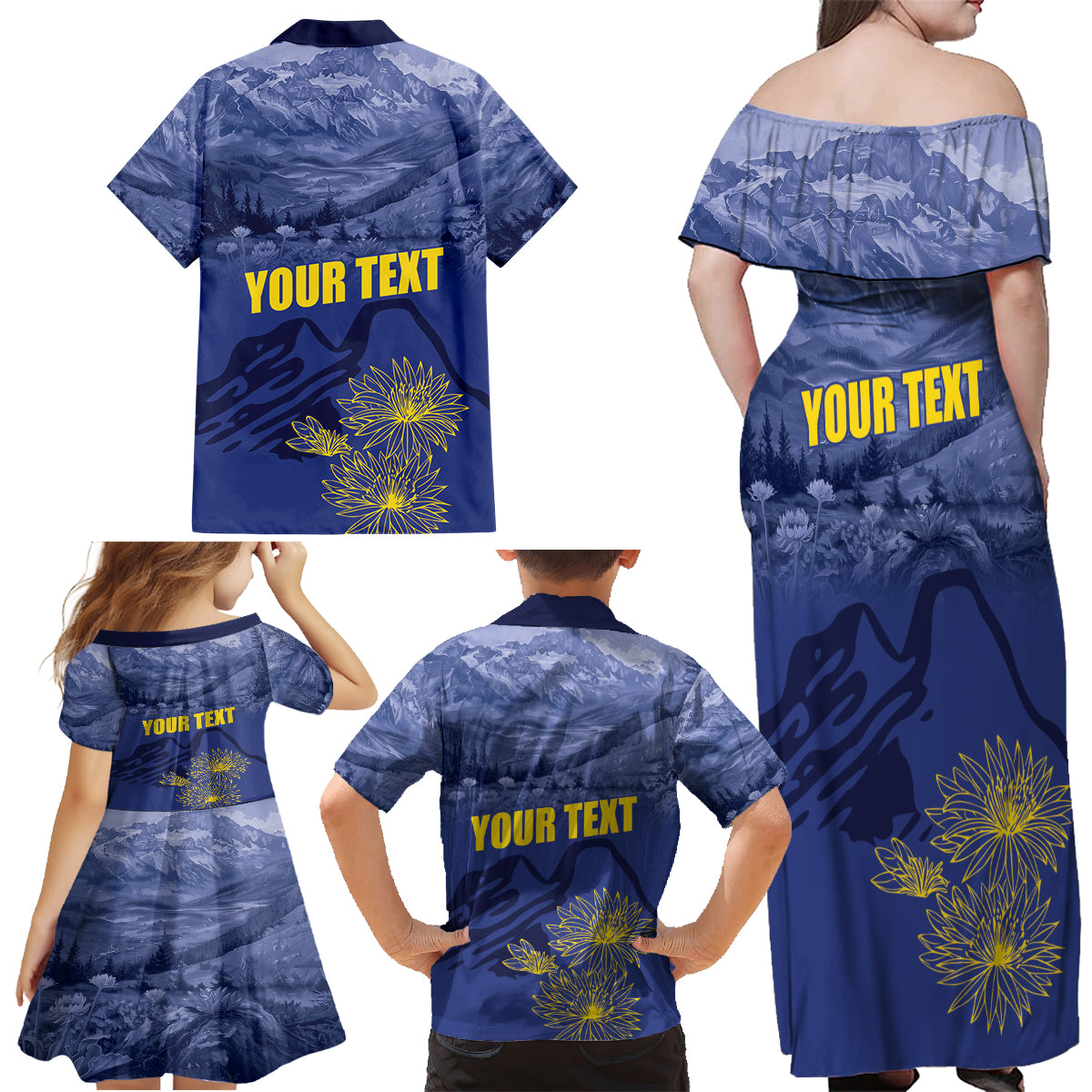 National Montana Day 2024 Family Matching Off Shoulder Maxi Dress and Hawaiian Shirt The Treasure State - Wonder Print Shop