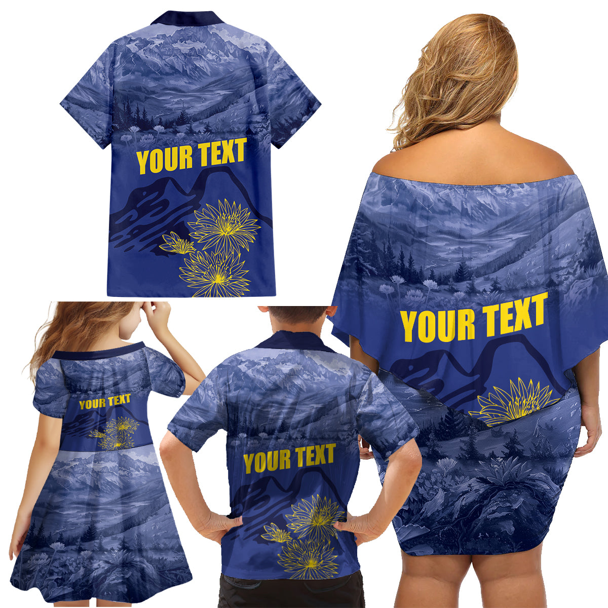 National Montana Day 2024 Family Matching Off Shoulder Short Dress and Hawaiian Shirt The Treasure State - Wonder Print Shop