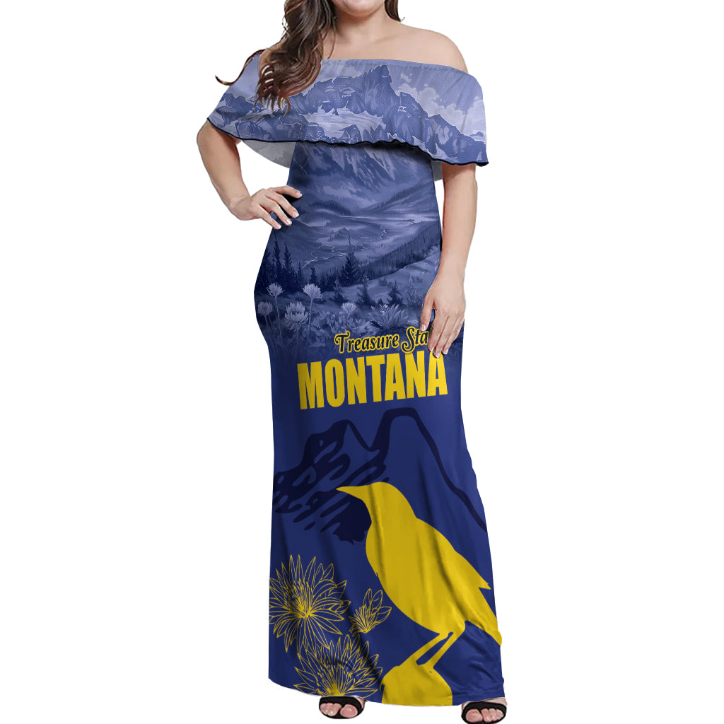 National Montana Day 2024 Off Shoulder Maxi Dress The Treasure State - Wonder Print Shop
