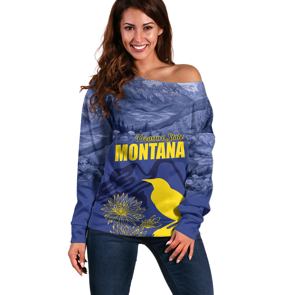 National Montana Day 2024 Off Shoulder Sweater The Treasure State - Wonder Print Shop