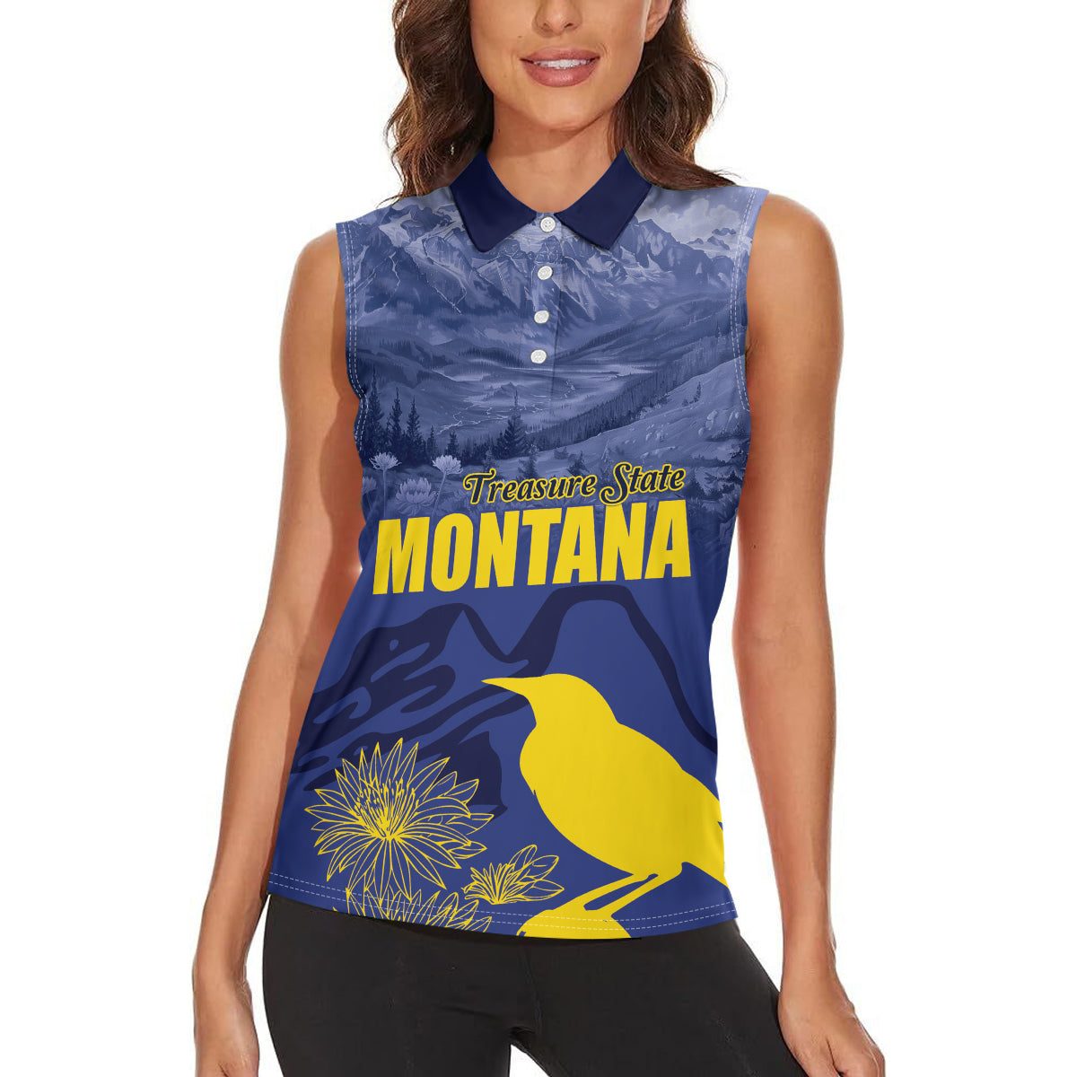 National Montana Day 2024 Women Sleeveless Polo Shirt The Treasure State - Wonder Print Shop