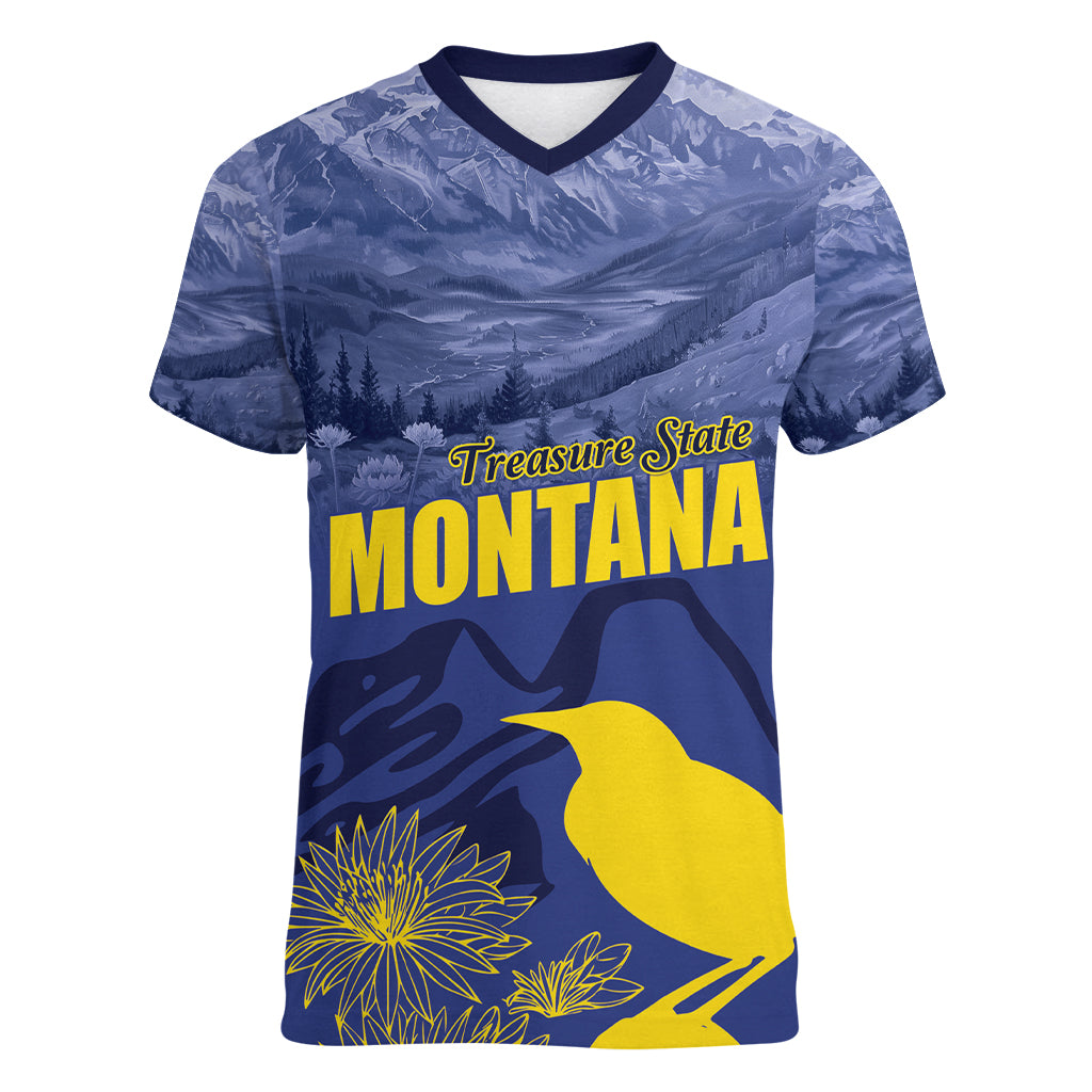 National Montana Day 2024 Women V-Neck T-Shirt The Treasure State - Wonder Print Shop