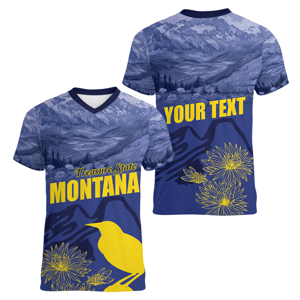National Montana Day 2024 Women V-Neck T-Shirt The Treasure State - Wonder Print Shop
