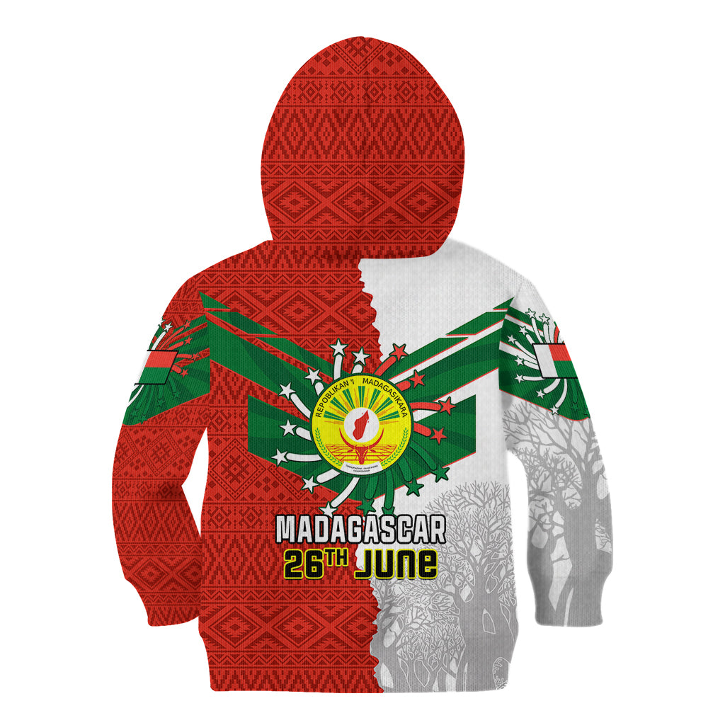 26 June Madagascar Independence Day Kid Hoodie Baobab Mix African Pattern - Wonder Print Shop