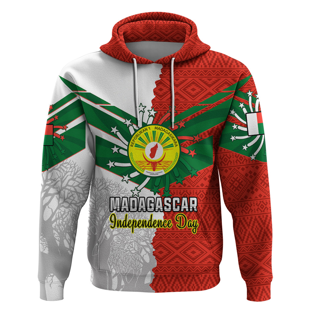 Personalised 26 June Madagascar Independence Day Hoodie Baobab Mix African Pattern - Wonder Print Shop