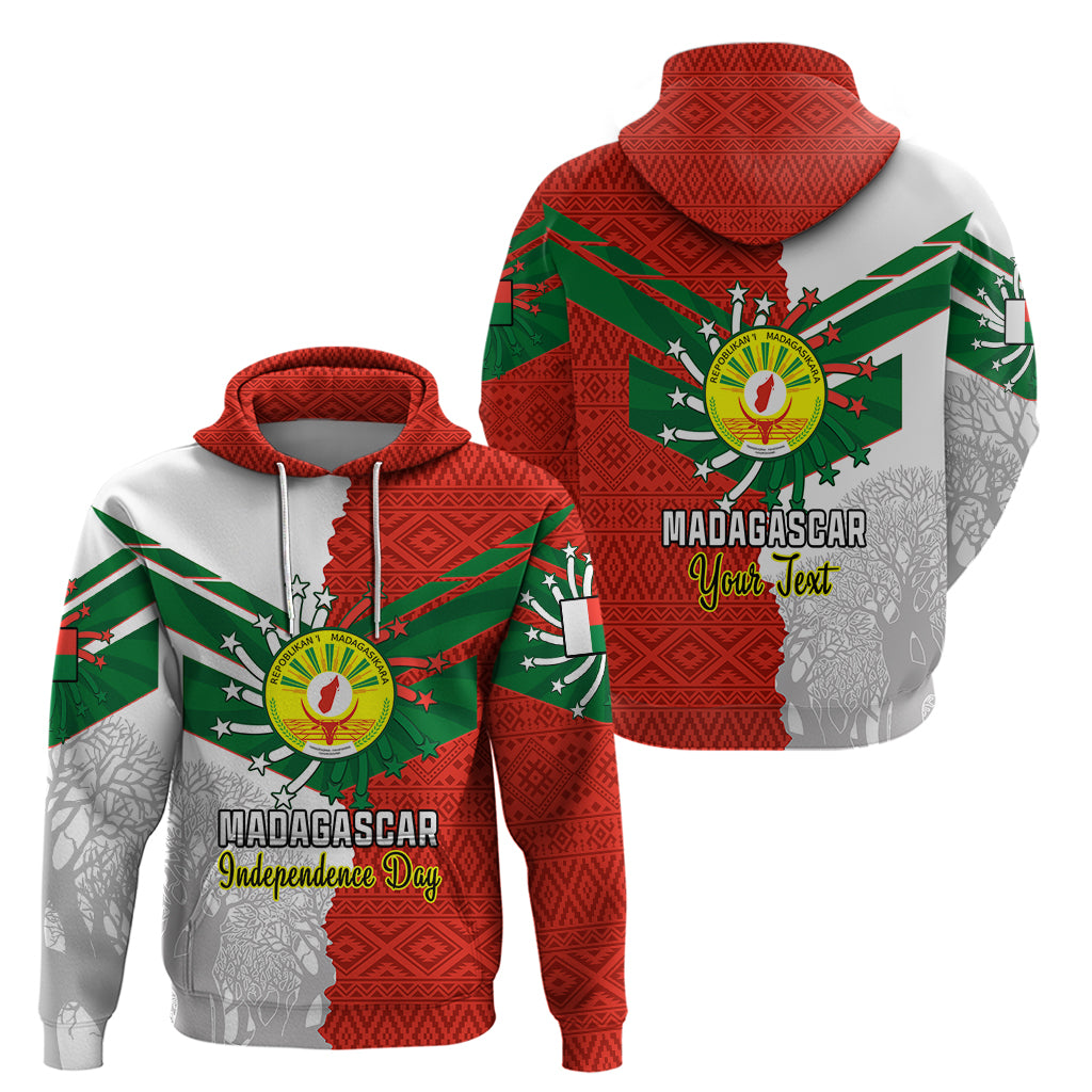 Personalised 26 June Madagascar Independence Day Hoodie Baobab Mix African Pattern - Wonder Print Shop