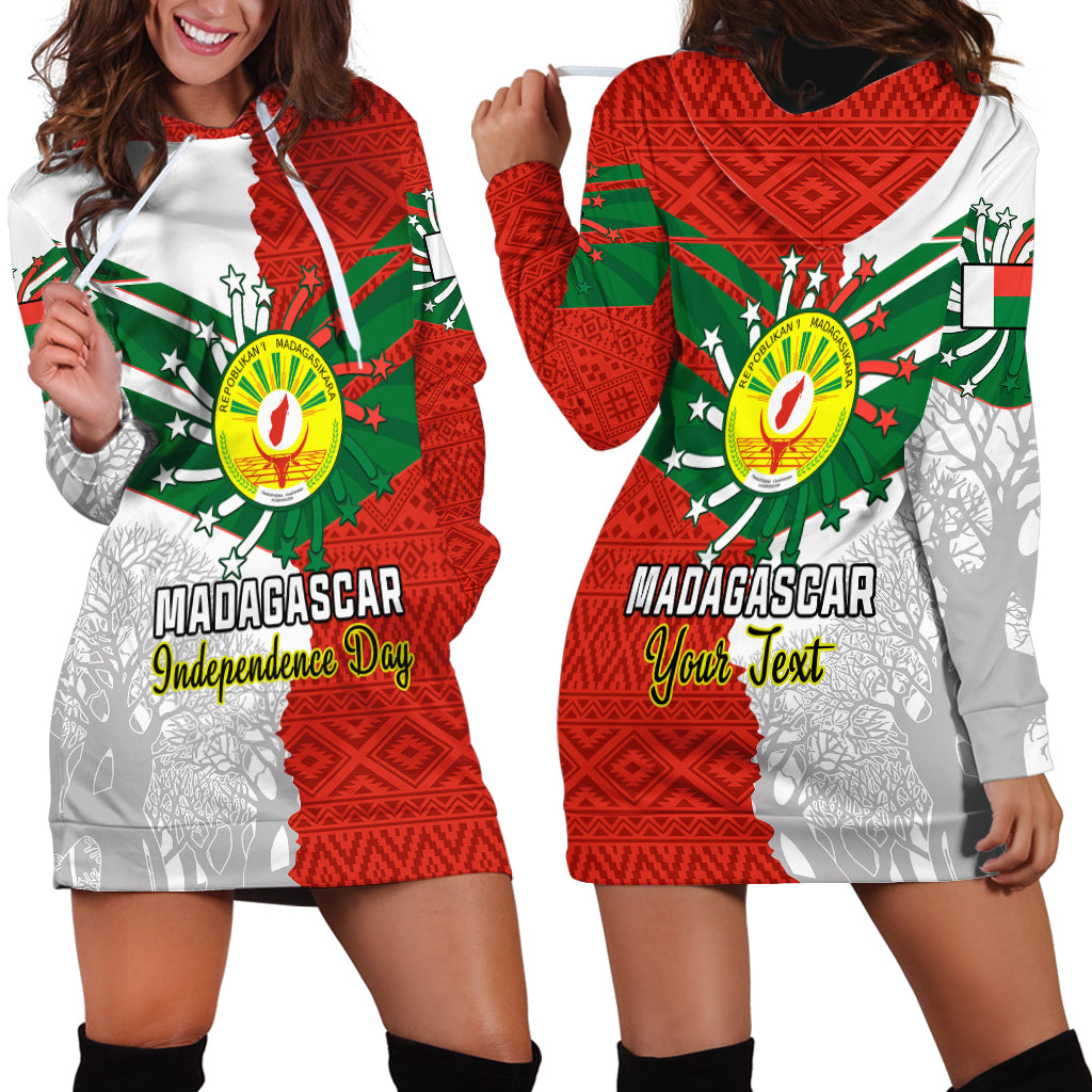 Personalised 26 June Madagascar Independence Day Hoodie Dress Baobab Mix African Pattern - Wonder Print Shop