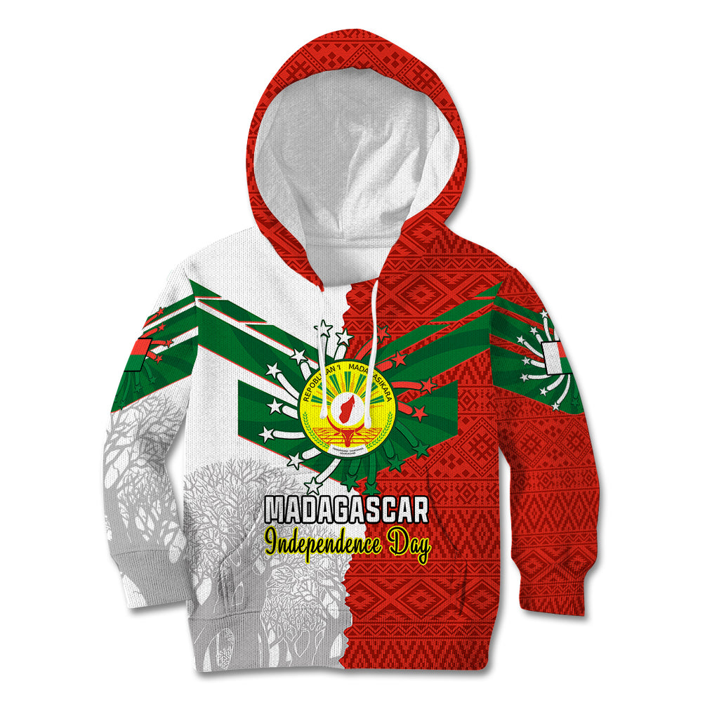 Personalised 26 June Madagascar Independence Day Kid Hoodie Baobab Mix African Pattern - Wonder Print Shop