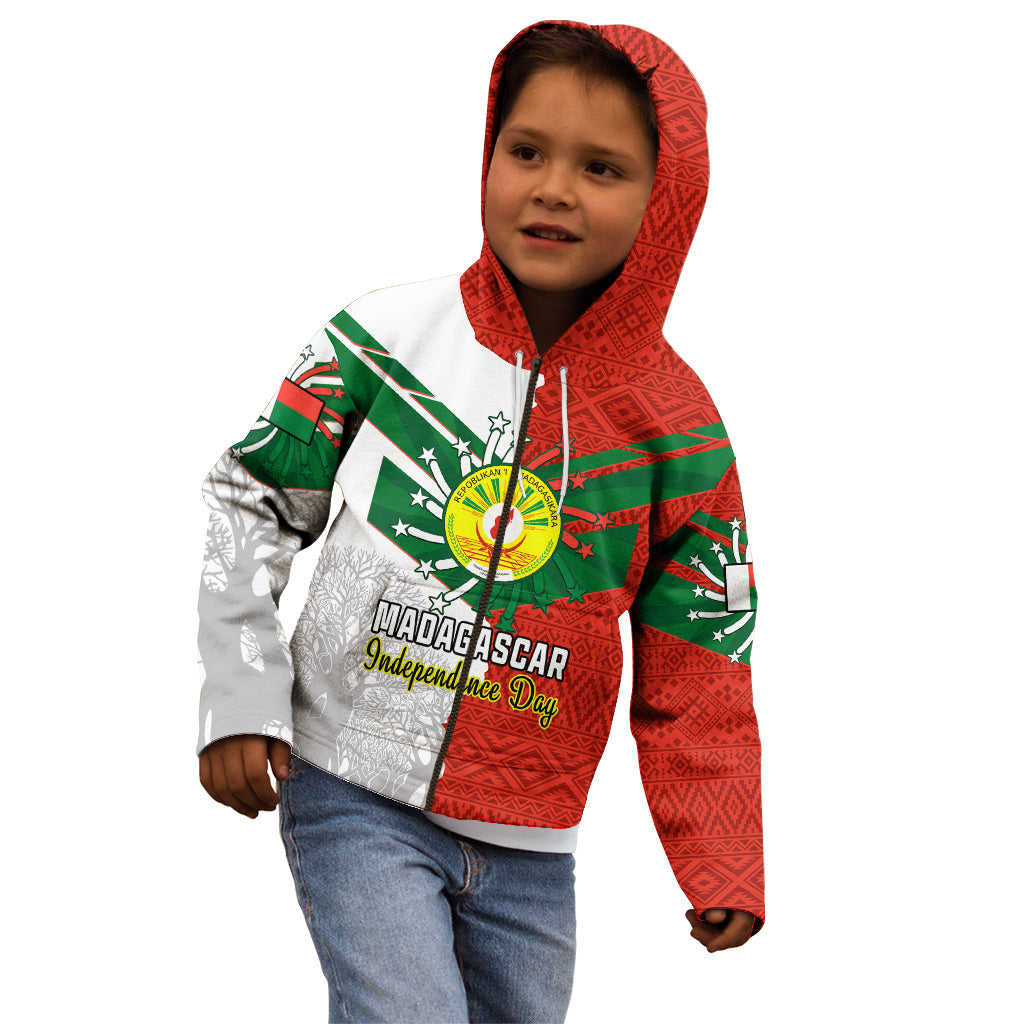 Personalised 26 June Madagascar Independence Day Kid Hoodie Baobab Mix African Pattern - Wonder Print Shop