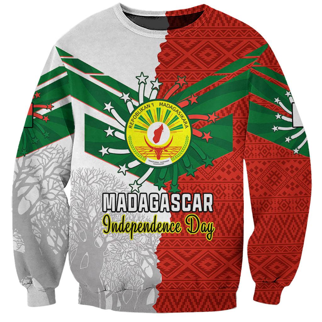 Personalised 26 June Madagascar Independence Day Sweatshirt Baobab Mix African Pattern - Wonder Print Shop