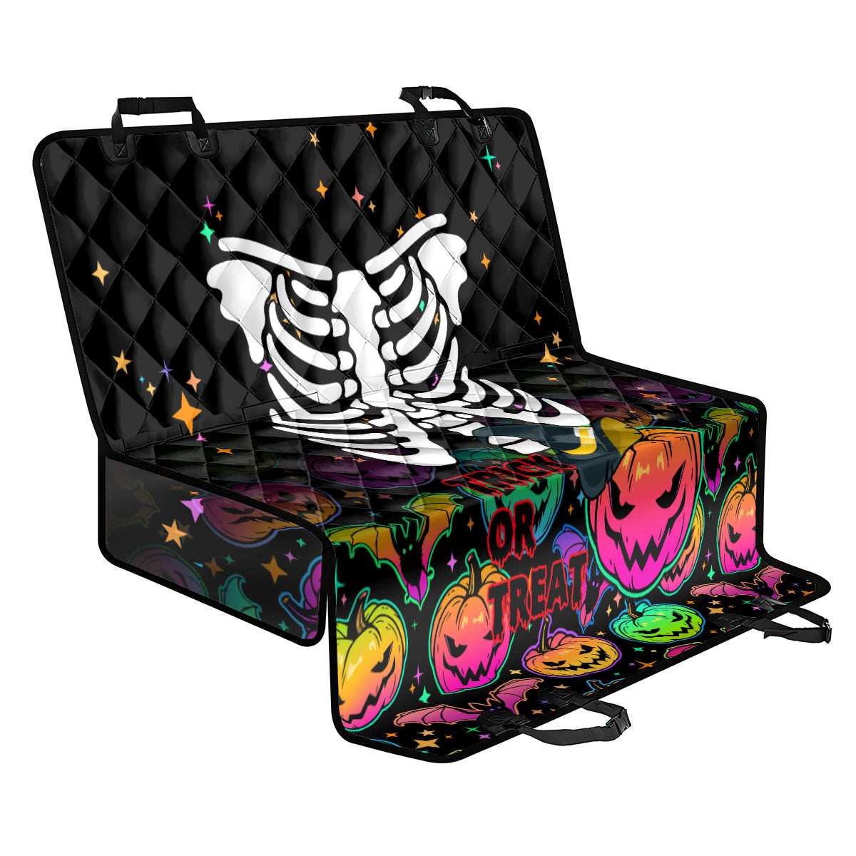 Halloween Skeleton Back Car Seat Cover Trick or Treat Witch Pumpkin Colorful - Wonder Print Shop