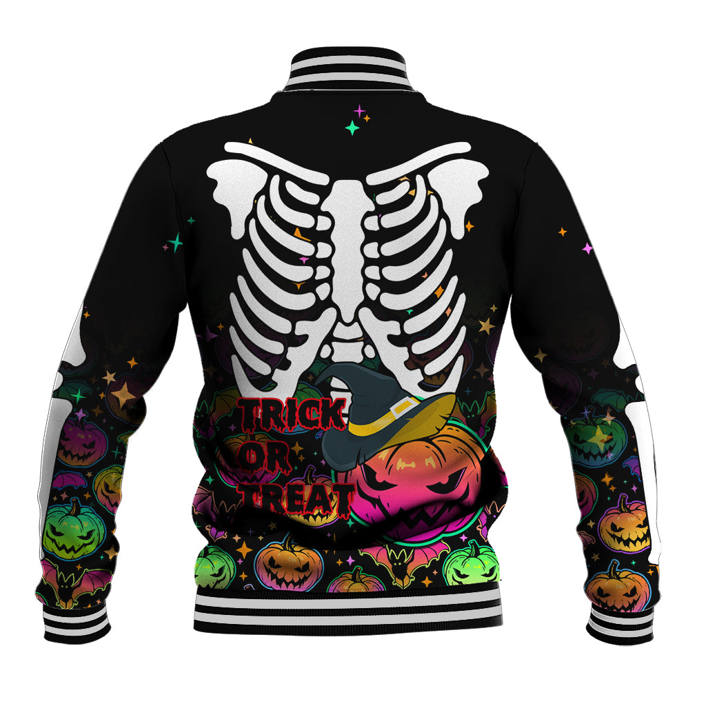 Halloween Skeleton Baseball Jacket Trick or Treat Witch Pumpkin Colorful - Wonder Print Shop