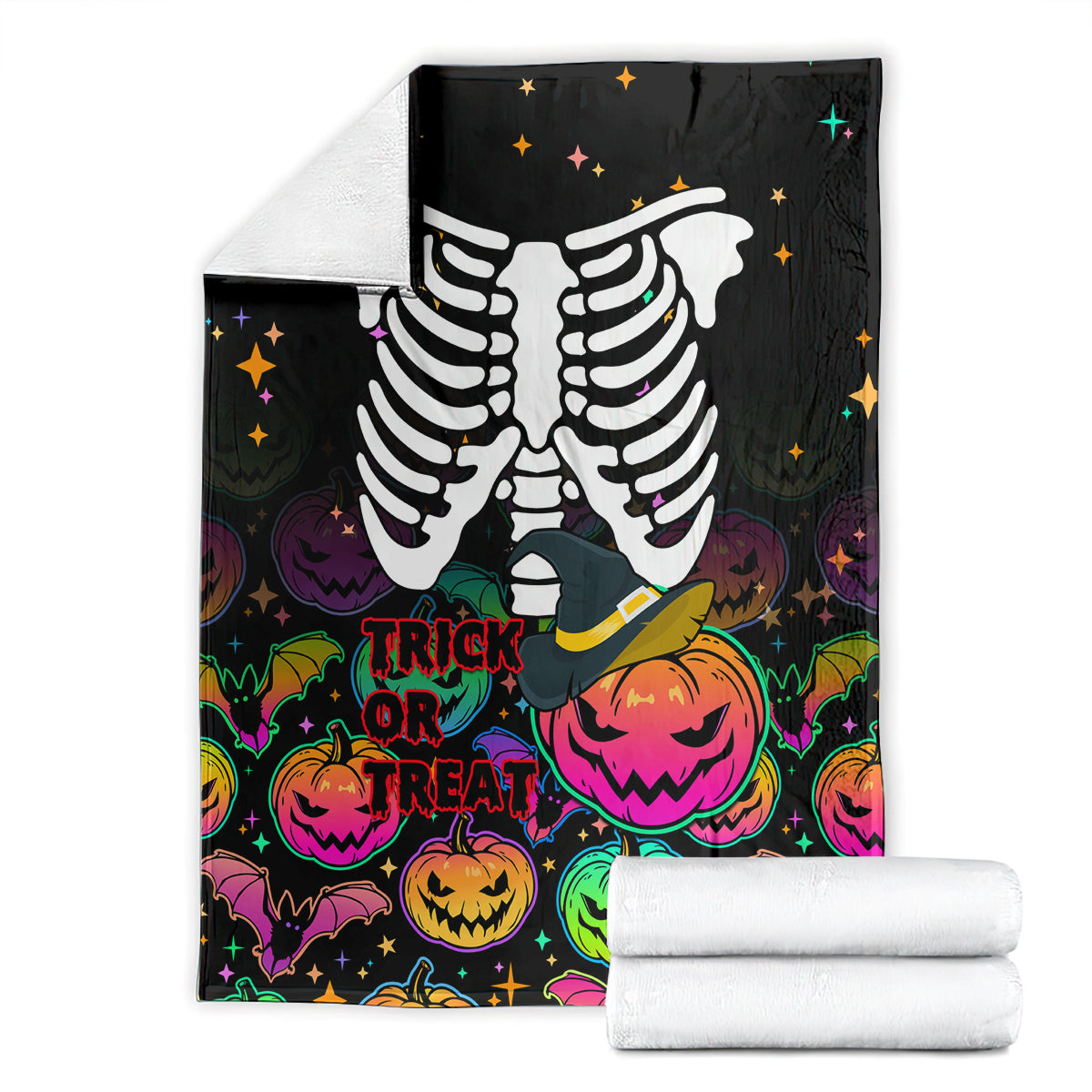 halloween-skeleton-blanket-trick-or-treat-witch-pumpkin-colorful