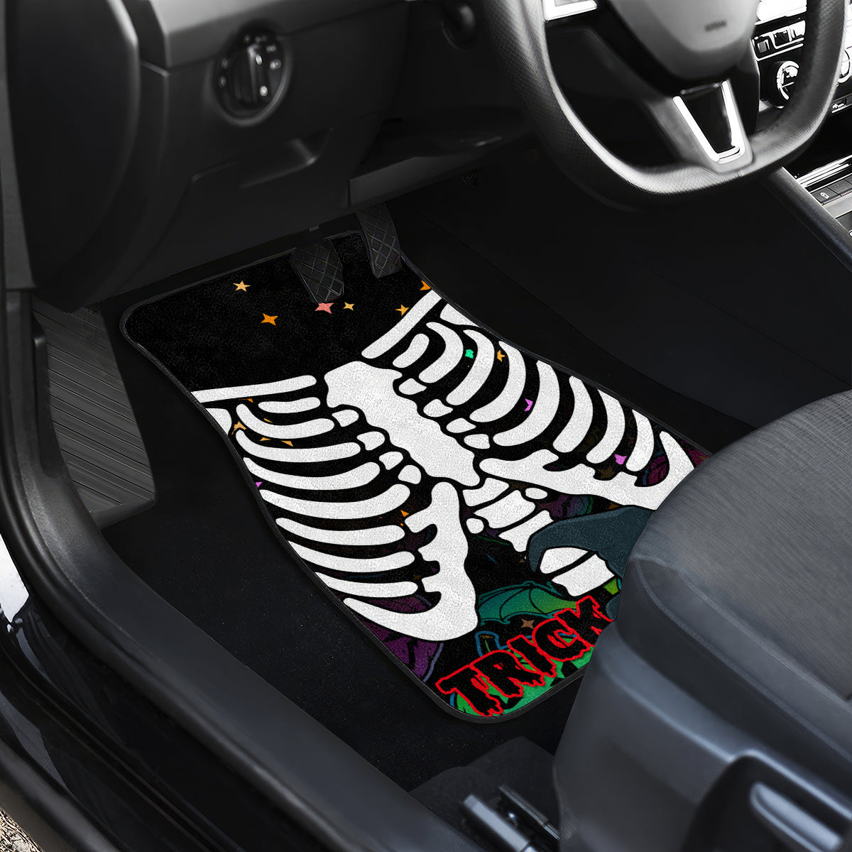 Halloween Skeleton Car Mats Trick or Treat Witch Pumpkin Colorful - Wonder Print Shop