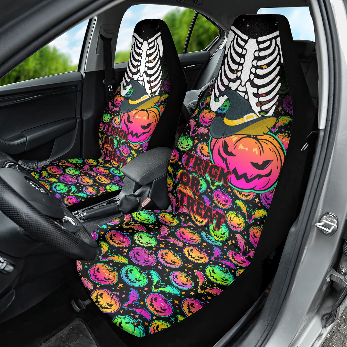 Halloween Skeleton Car Seat Cover Trick or Treat Witch Pumpkin Colorful - Wonder Print Shop