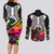 Halloween Skeleton Couples Matching Long Sleeve Bodycon Dress and Long Sleeve Button Shirts Trick or Treat Witch Pumpkin Colorful - Wonder Print Shop