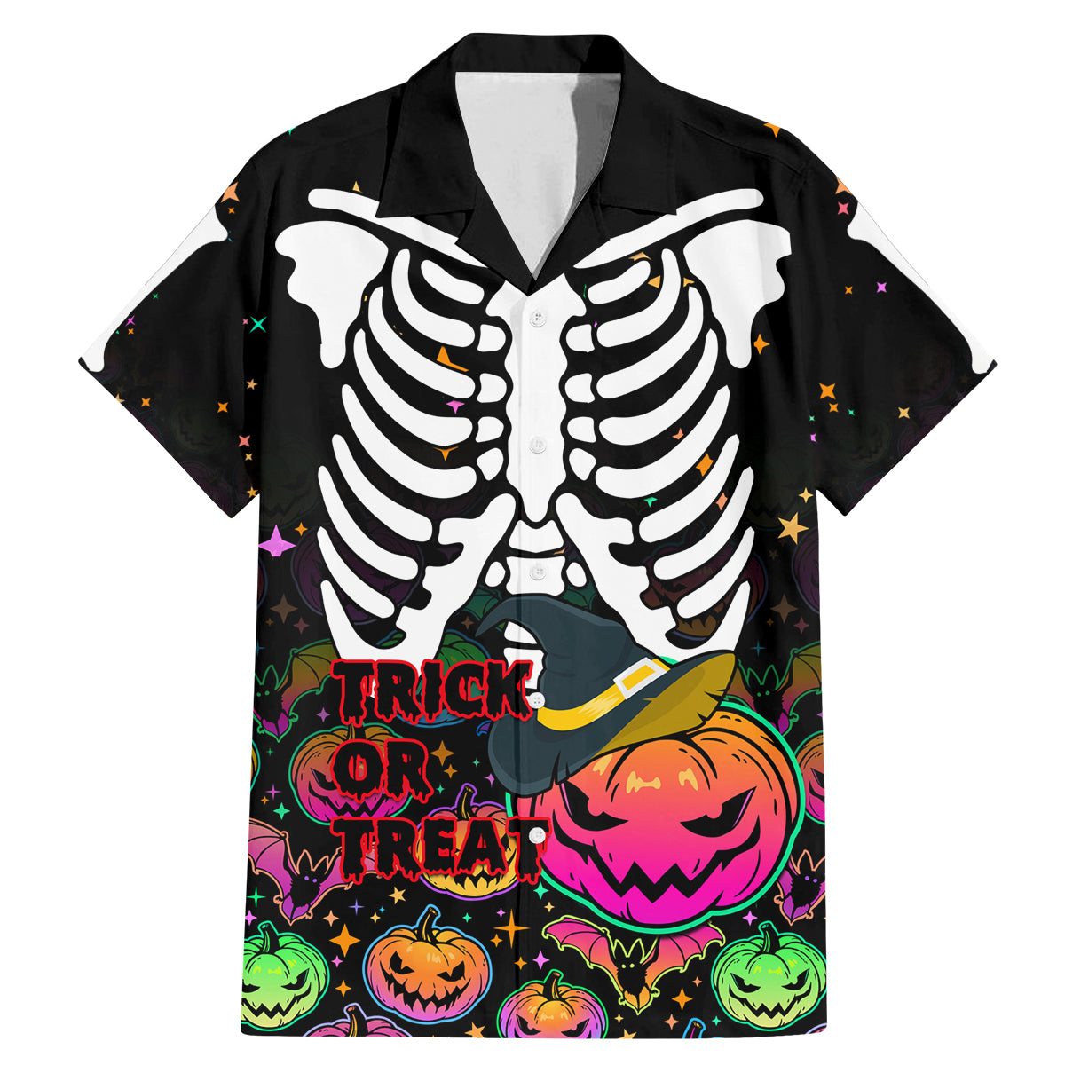 Halloween Skeleton Family Matching Mermaid Dress and Hawaiian Shirt Trick or Treat Witch Pumpkin Colorful - Wonder Print Shop