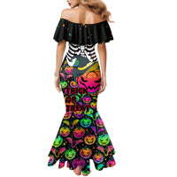 Halloween Skeleton Family Matching Mermaid Dress and Hawaiian Shirt Trick or Treat Witch Pumpkin Colorful - Wonder Print Shop