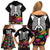 Halloween Skeleton Family Matching Off Shoulder Short Dress and Hawaiian Shirt Trick or Treat Witch Pumpkin Colorful - Wonder Print Shop