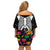 Halloween Skeleton Family Matching Off Shoulder Short Dress and Hawaiian Shirt Trick or Treat Witch Pumpkin Colorful - Wonder Print Shop