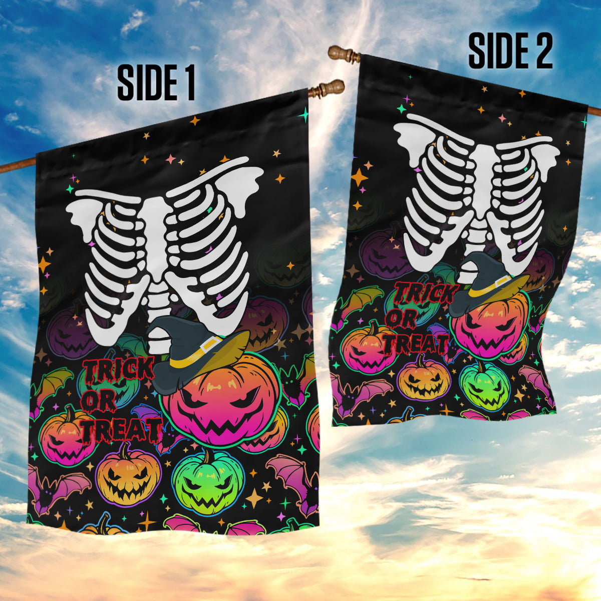 Halloween Skeleton Garden Flag Trick or Treat Witch Pumpkin Colorful - Wonder Print Shop