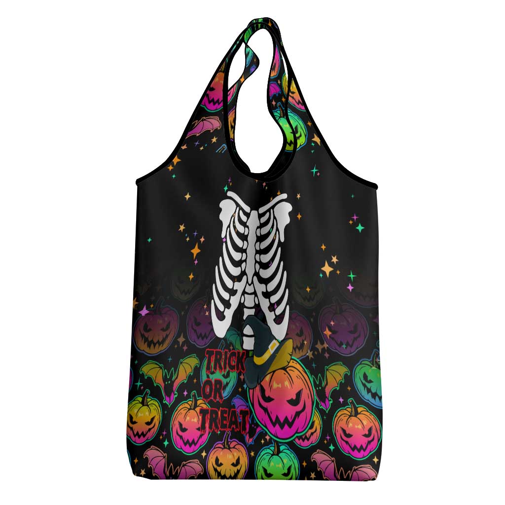 Halloween Skeleton Grocery Bag Trick or Treat Witch Pumpkin Colorful