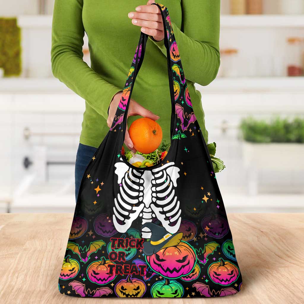 Halloween Skeleton Grocery Bag Trick or Treat Witch Pumpkin Colorful