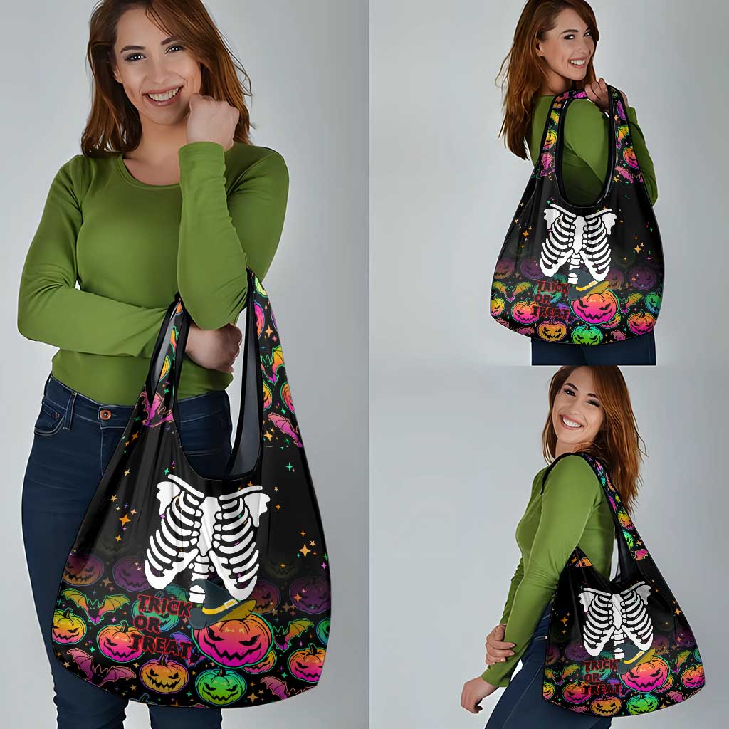 Halloween Skeleton Grocery Bag Trick or Treat Witch Pumpkin Colorful