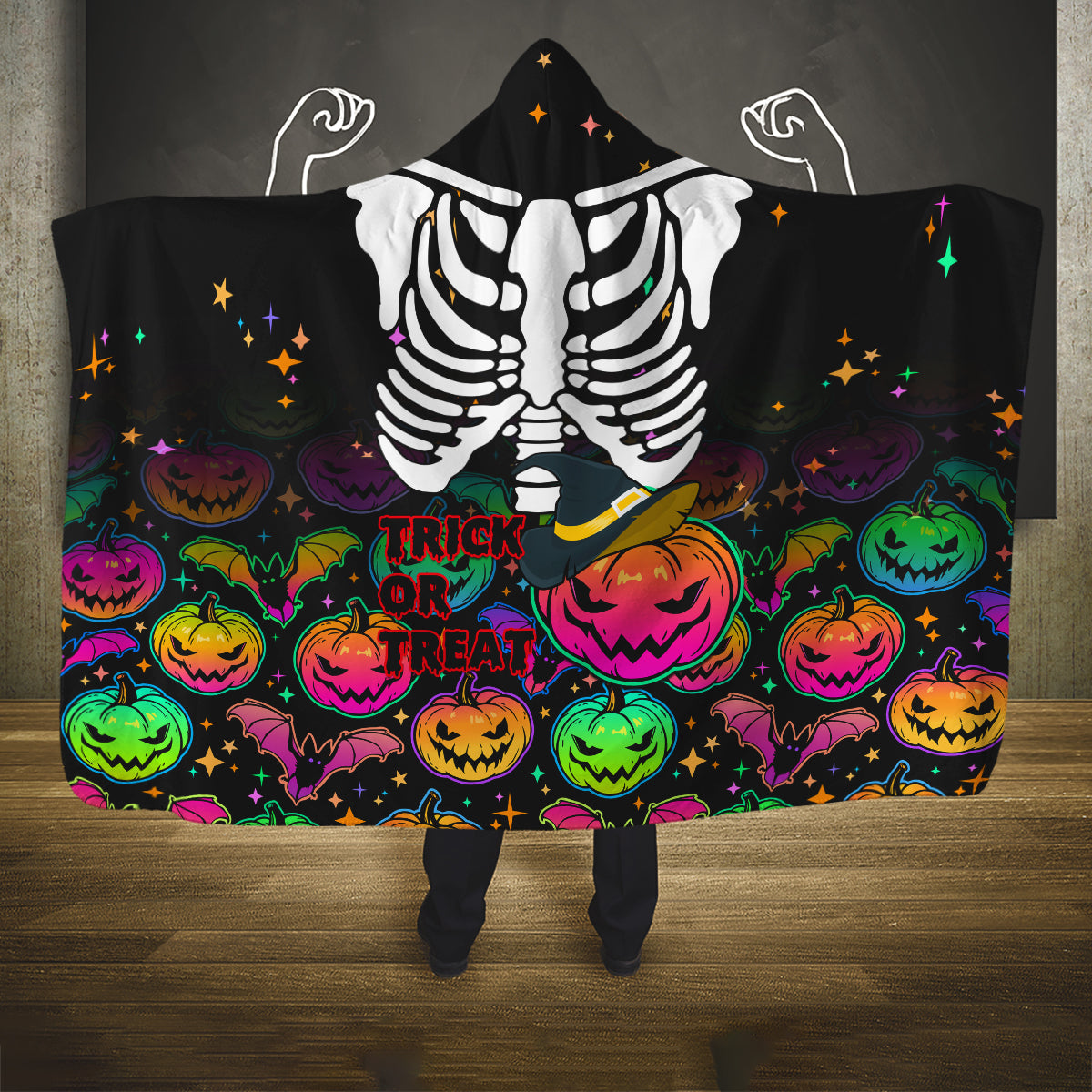 halloween-skeleton-hooded-blanket-trick-or-treat-witch-pumpkin-colorful