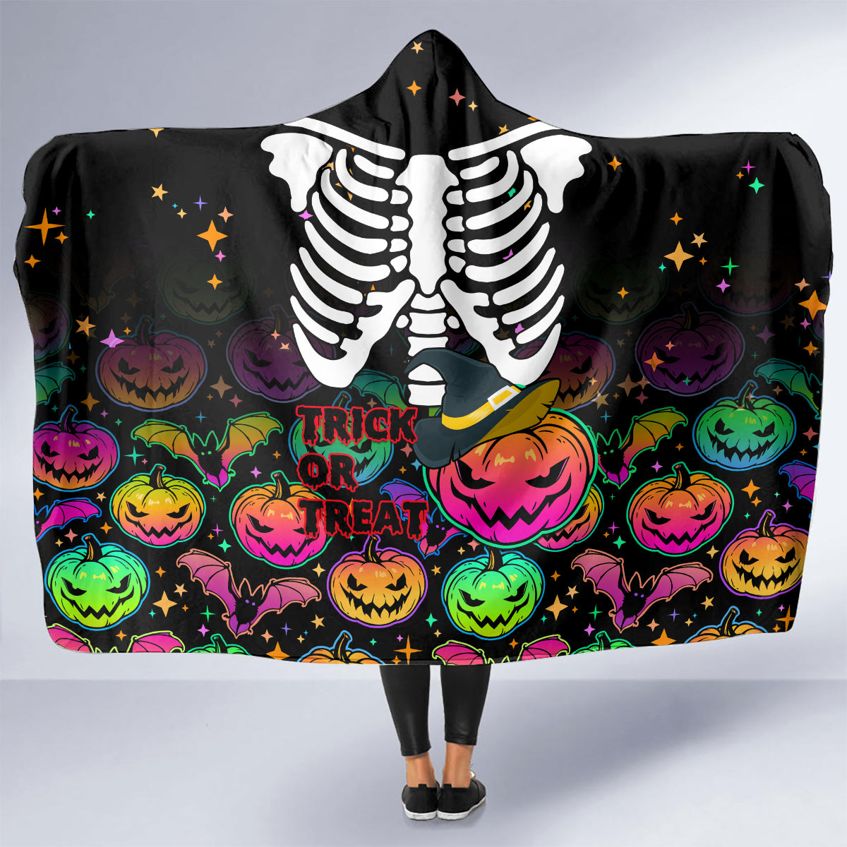 halloween-skeleton-hooded-blanket-trick-or-treat-witch-pumpkin-colorful
