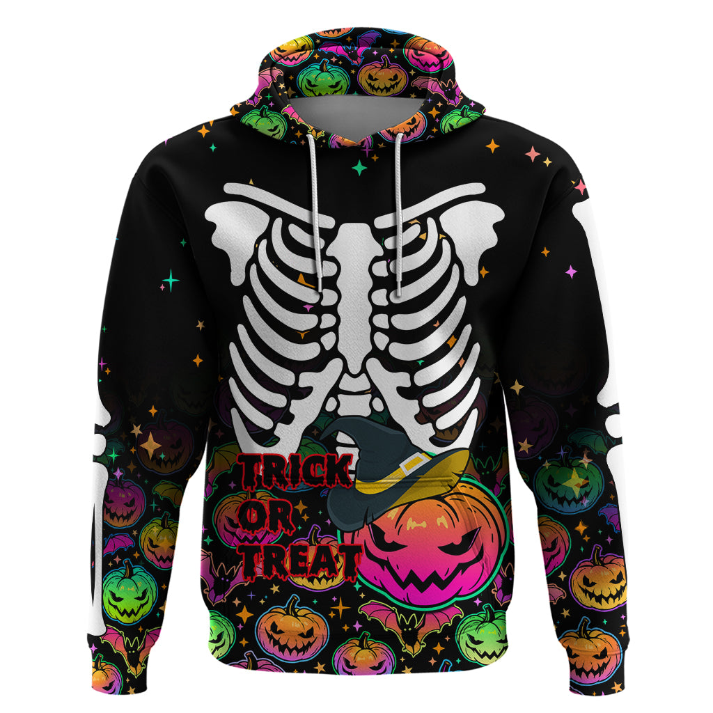 Halloween Skeleton Hoodie Trick or Treat Witch Pumpkin Colorful - Wonder Print Shop