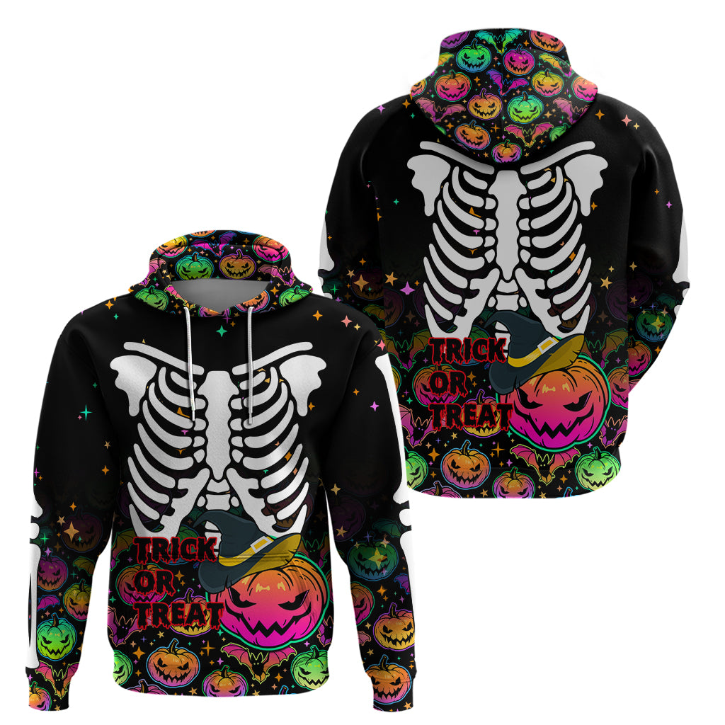 Halloween Skeleton Hoodie Trick or Treat Witch Pumpkin Colorful - Wonder Print Shop