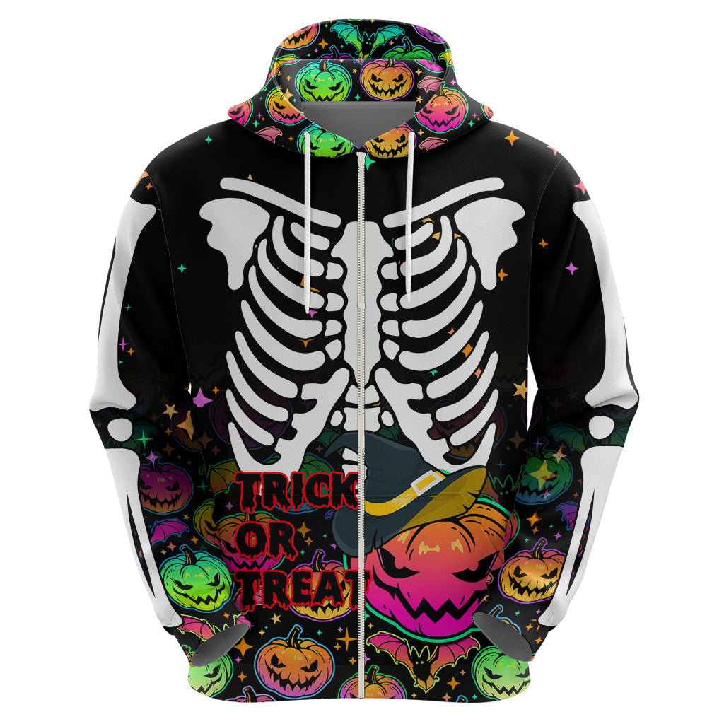 Halloween Skeleton Hoodie Trick or Treat Witch Pumpkin Colorful - Wonder Print Shop