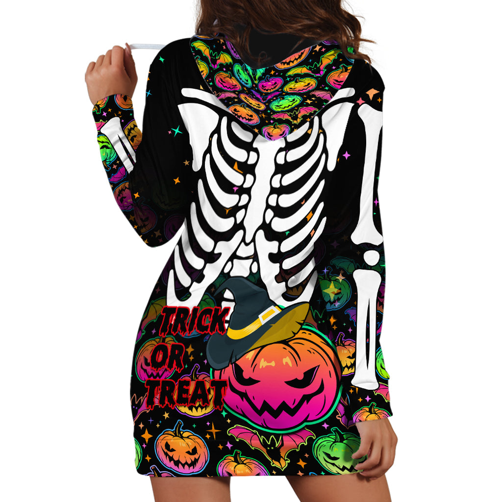Halloween Skeleton Hoodie Dress Trick or Treat Witch Pumpkin Colorful - Wonder Print Shop