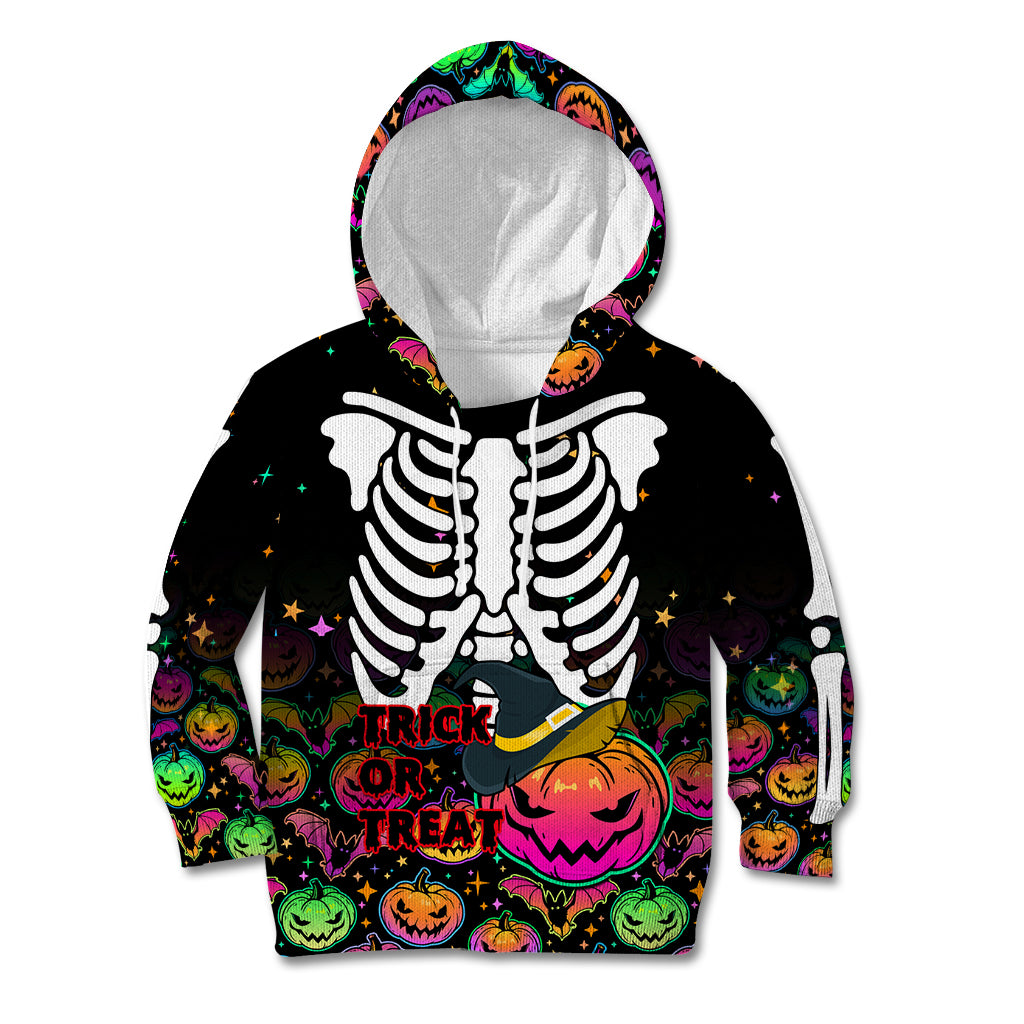 Halloween Skeleton Kid Hoodie Trick or Treat Witch Pumpkin Colorful - Wonder Print Shop