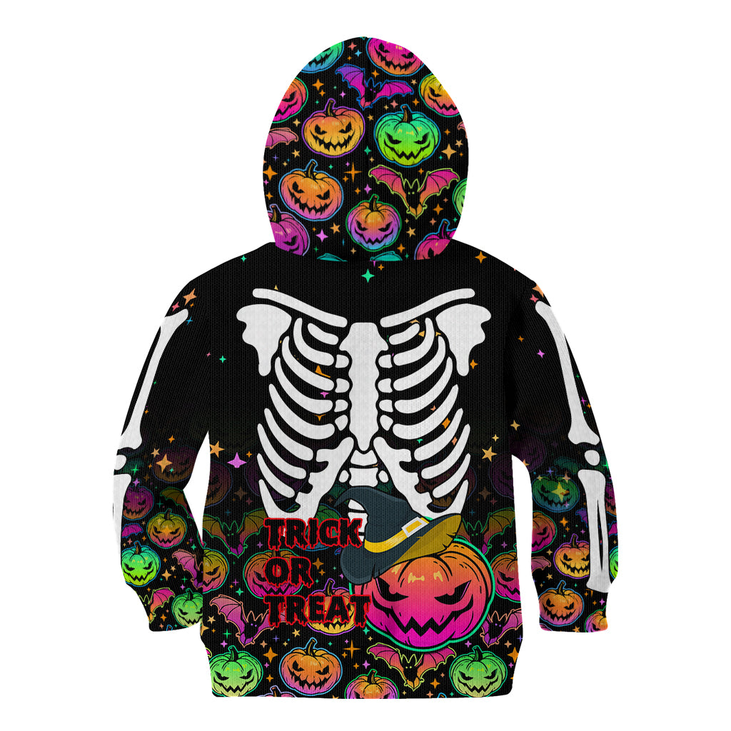 Halloween Skeleton Kid Hoodie Trick or Treat Witch Pumpkin Colorful - Wonder Print Shop
