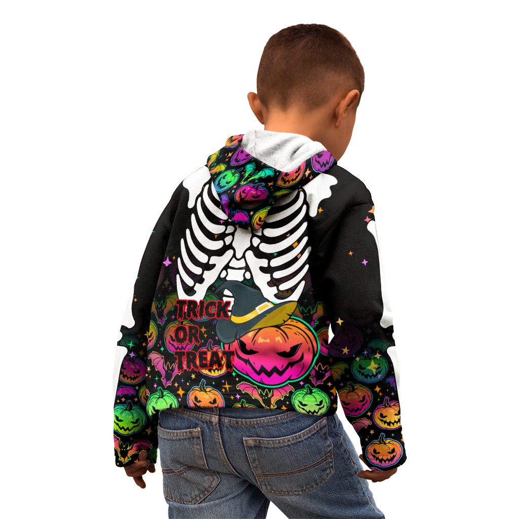 Halloween Skeleton Kid Hoodie Trick or Treat Witch Pumpkin Colorful - Wonder Print Shop