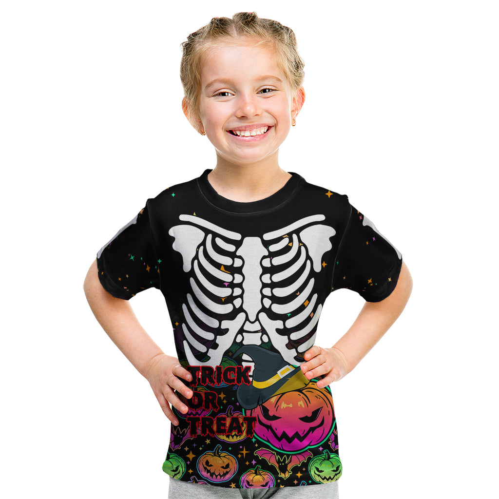 Halloween Skeleton Kid T Shirt Trick or Treat Witch Pumpkin Colorful - Wonder Print Shop