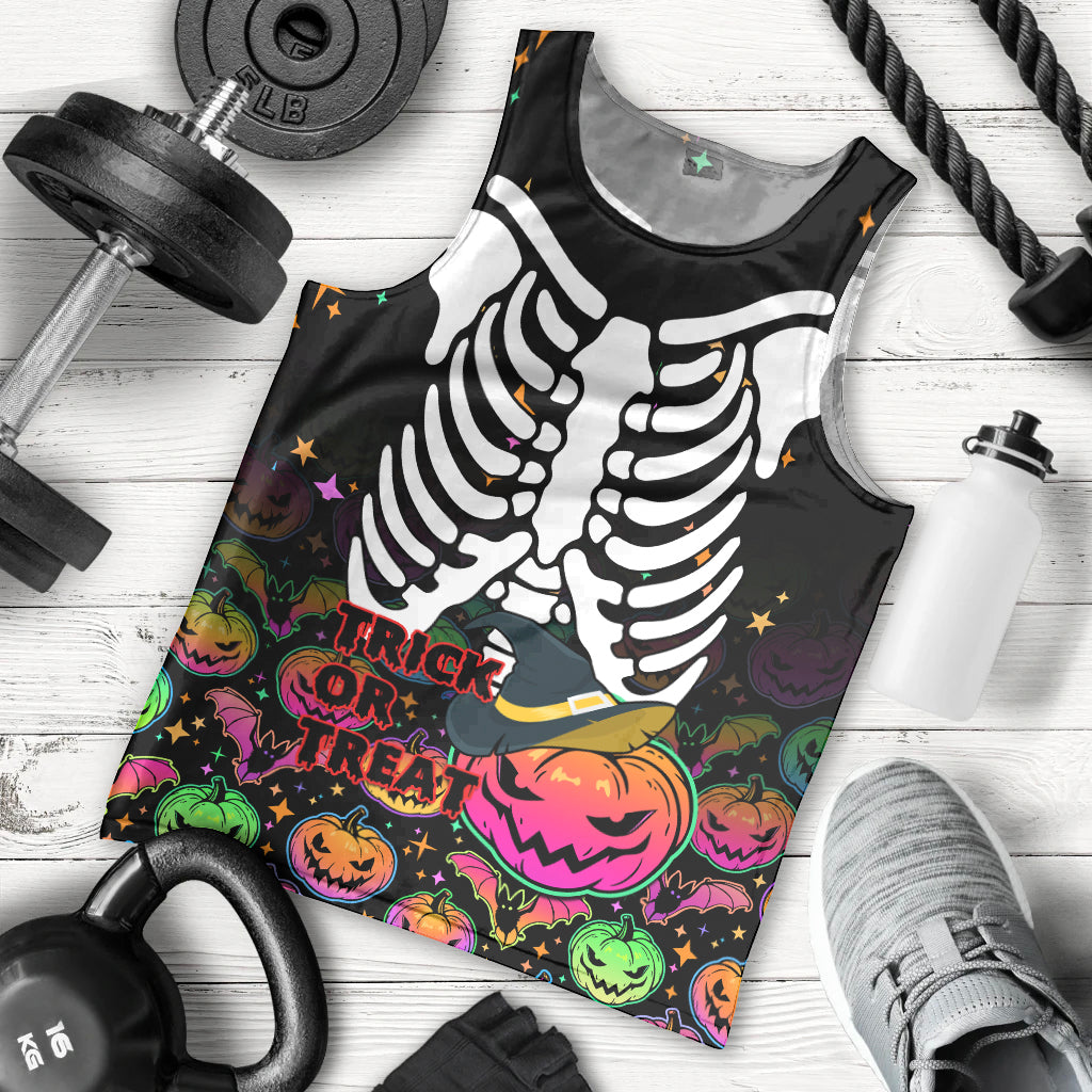Halloween Skeleton Men Tank Top Trick or Treat Witch Pumpkin Colorful - Wonder Print Shop