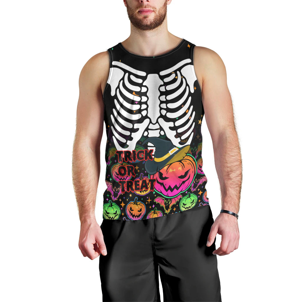 Halloween Skeleton Men Tank Top Trick or Treat Witch Pumpkin Colorful - Wonder Print Shop