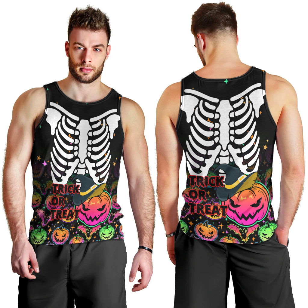 Halloween Skeleton Men Tank Top Trick or Treat Witch Pumpkin Colorful - Wonder Print Shop