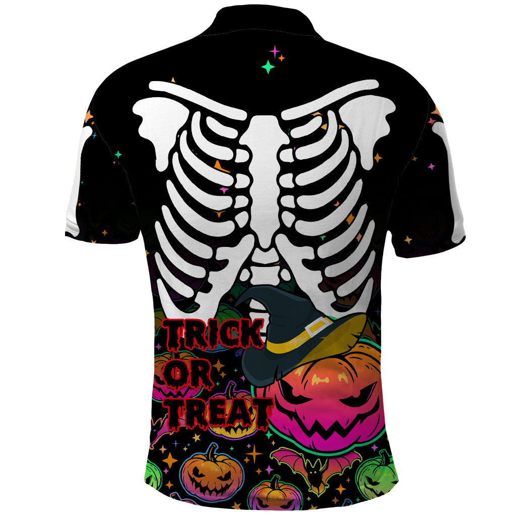 Halloween Skeleton Polo Shirt Trick or Treat Witch Pumpkin Colorful - Wonder Print Shop