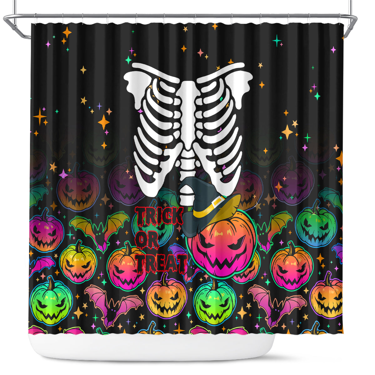 halloween-skeleton-shower-curtain-trick-or-treat-witch-pumpkin-colorful