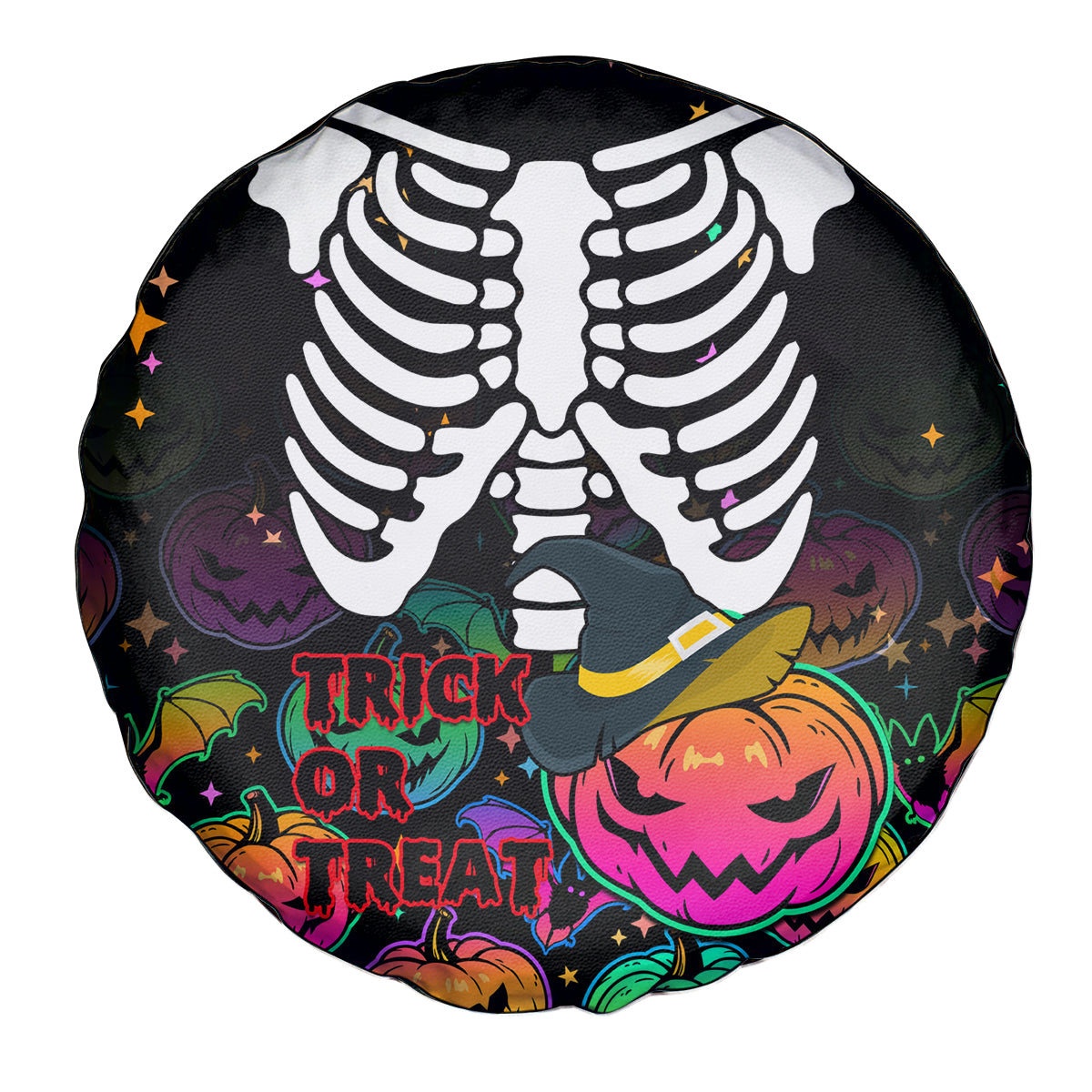Halloween Skeleton Spare Tire Cover Trick or Treat Witch Pumpkin Colorful - Wonder Print Shop