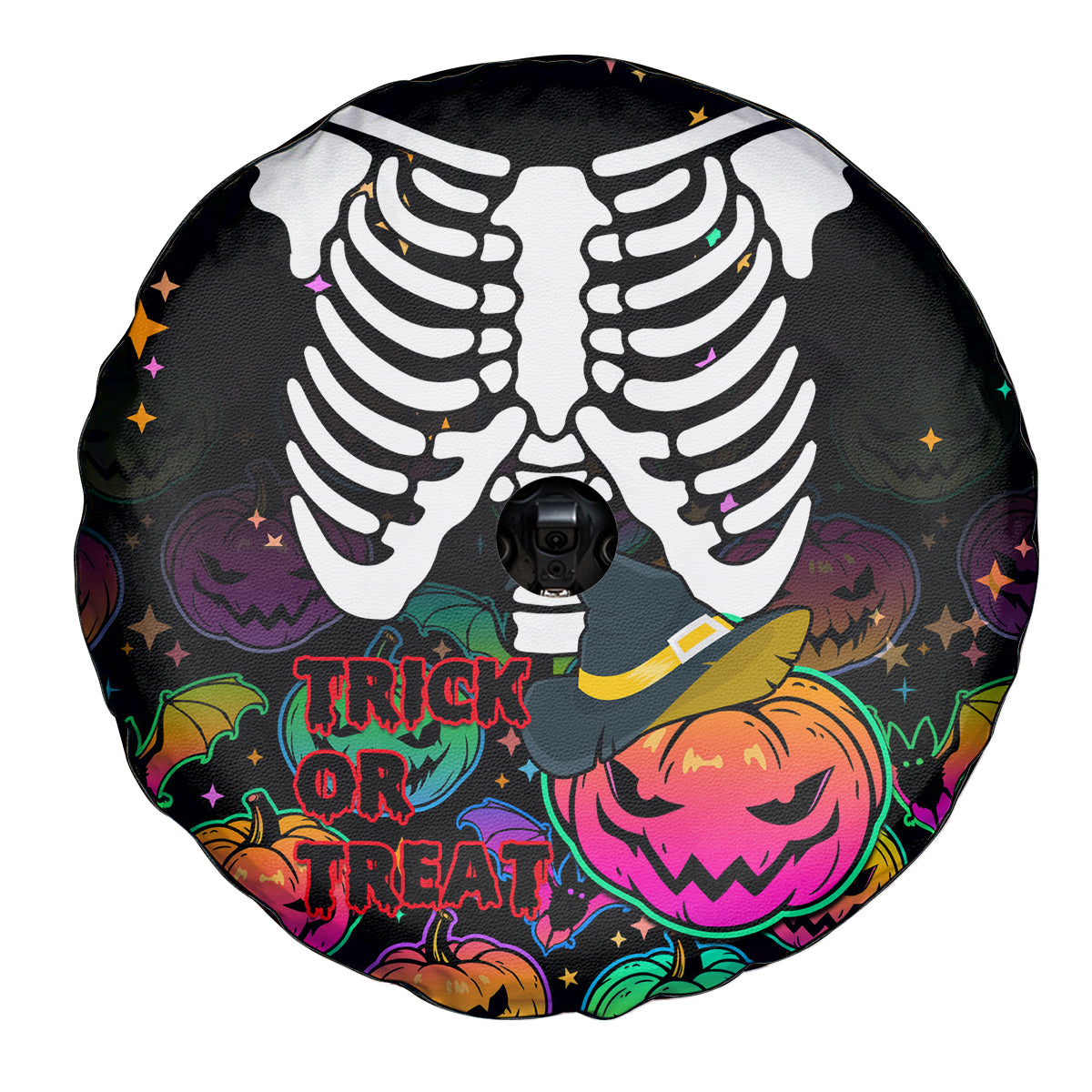 Halloween Skeleton Spare Tire Cover Trick or Treat Witch Pumpkin Colorful - Wonder Print Shop