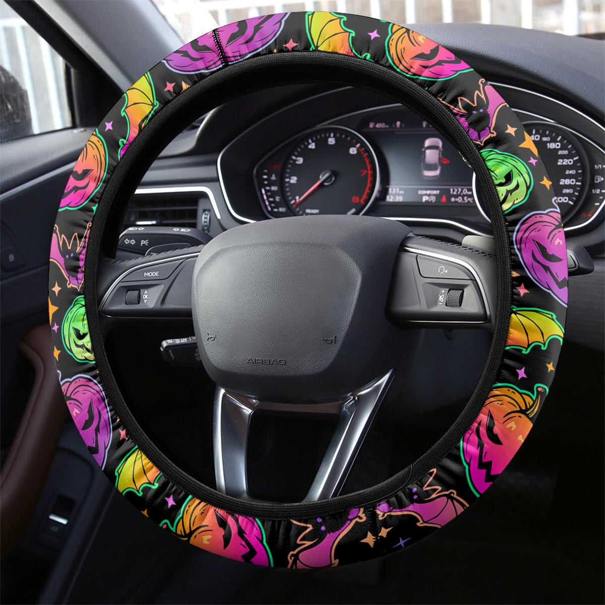 Halloween Skeleton Steering Wheel Cover Trick or Treat Witch Pumpkin Colorful - Wonder Print Shop