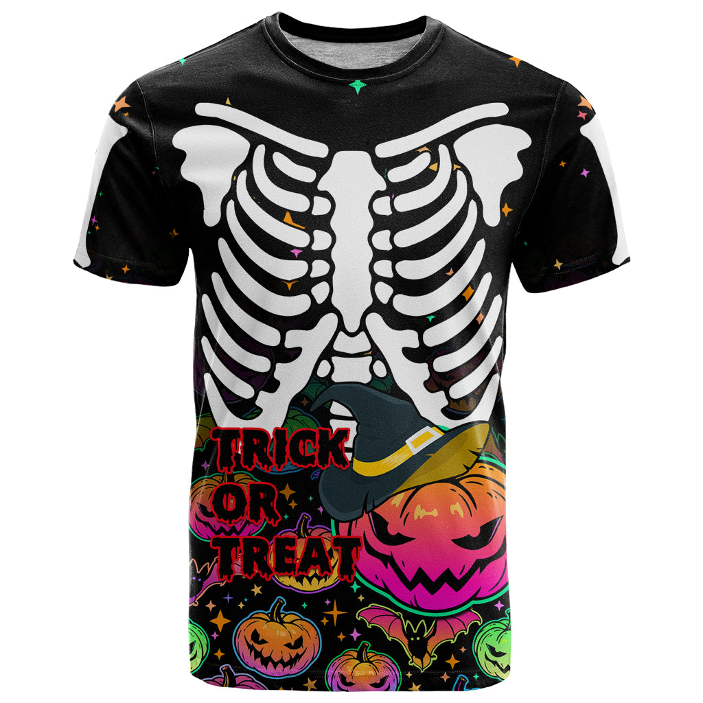 Halloween Skeleton T Shirt Trick or Treat Witch Pumpkin Colorful - Wonder Print Shop