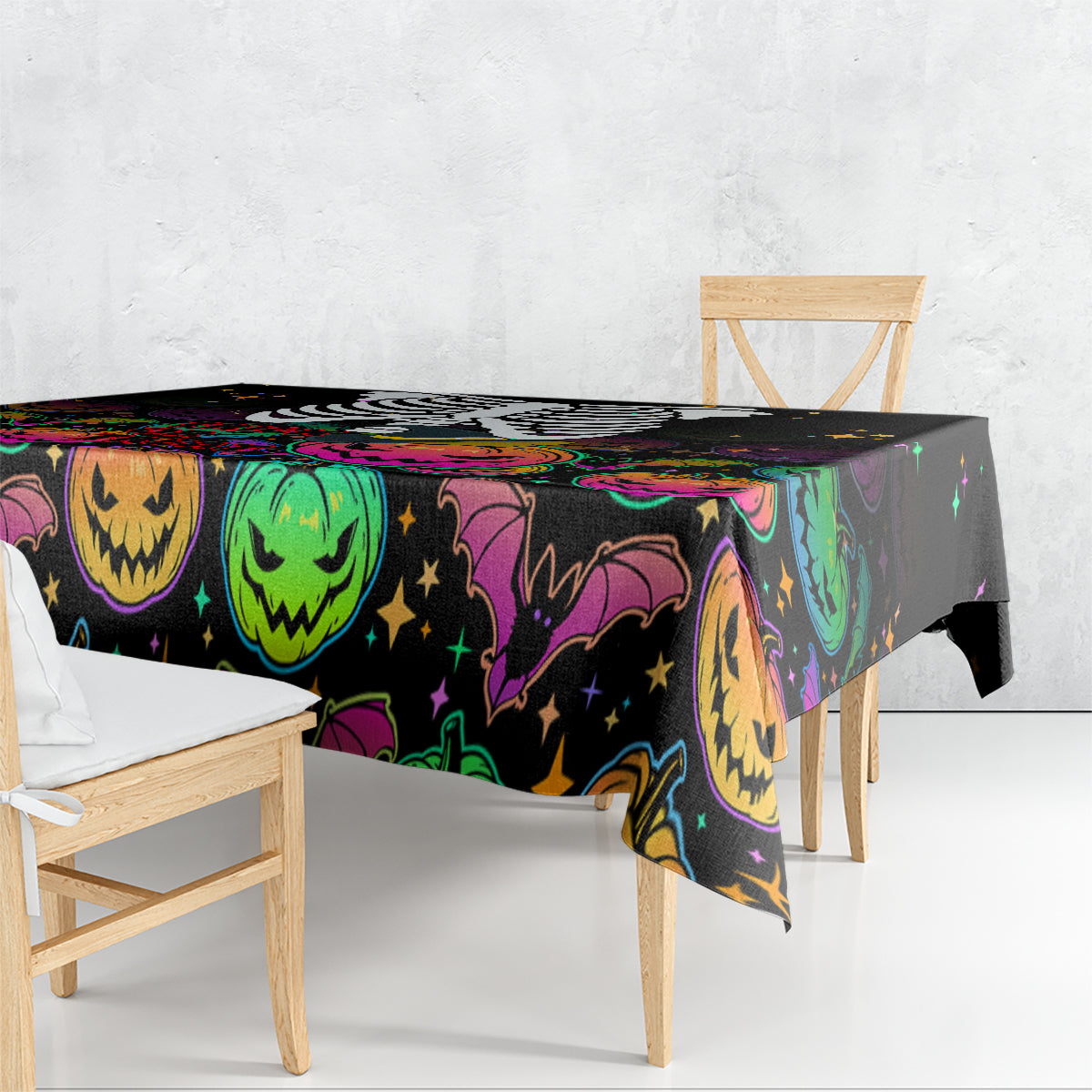 Halloween Skeleton Tablecloth Trick or Treat Witch Pumpkin Colorful - Wonder Print Shop