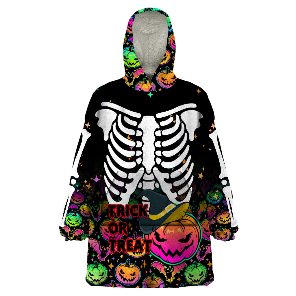 Halloween Skeleton Wearable Blanket Hoodie Trick or Treat Witch Pumpkin Colorful - Wonder Print Shop